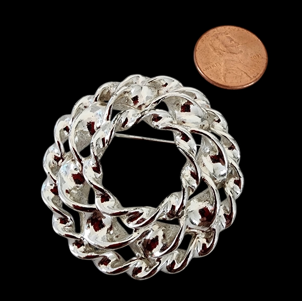Anne Klein vintage brooch vintage pin retro silver tone - Picture 10 of 12